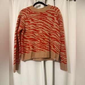 Systemaction Red/Brown Zebra Print Long Sleeve Sweater Size L